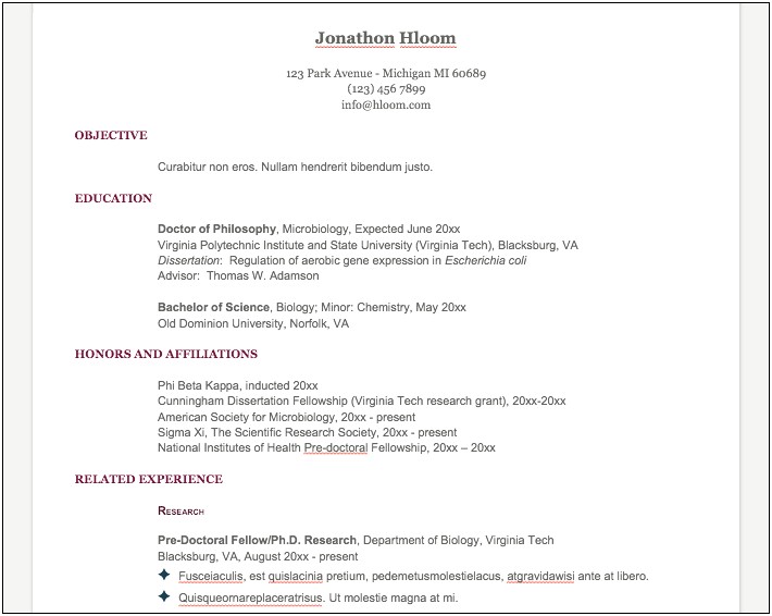 College Resume Examples Ivy League