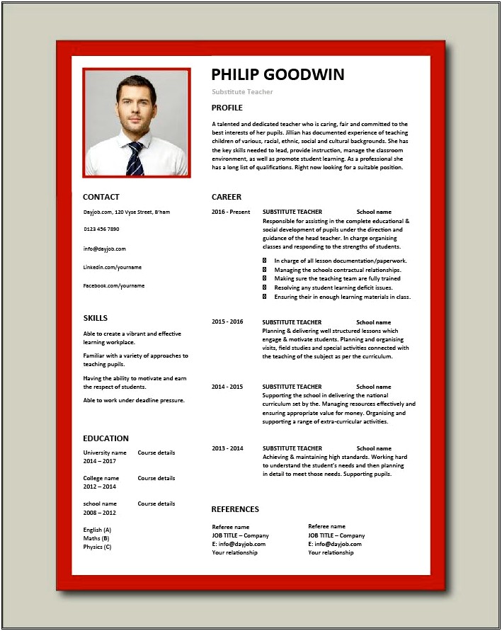 College Resume Template For Career Fair