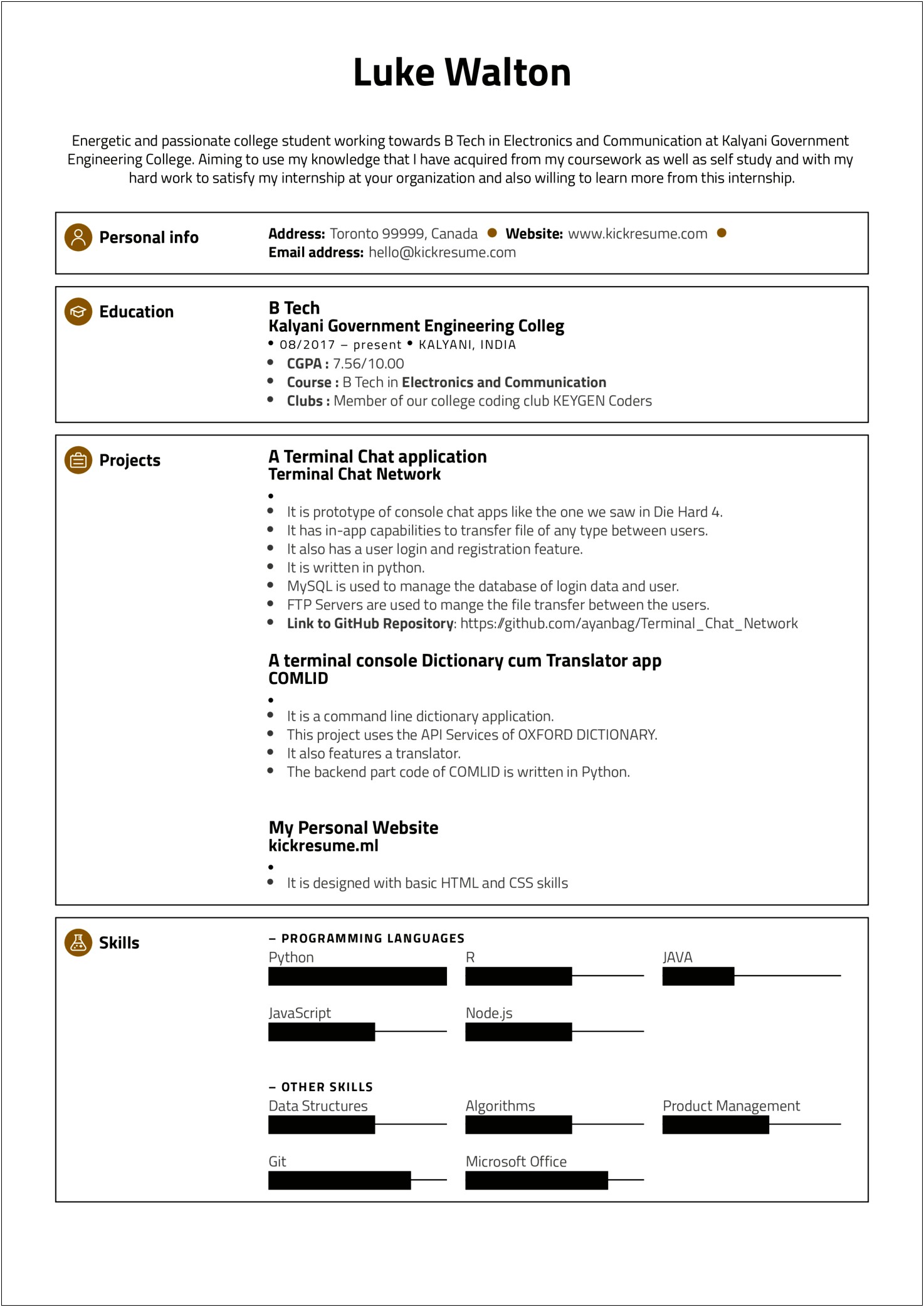 College Student Resume Examples Technology