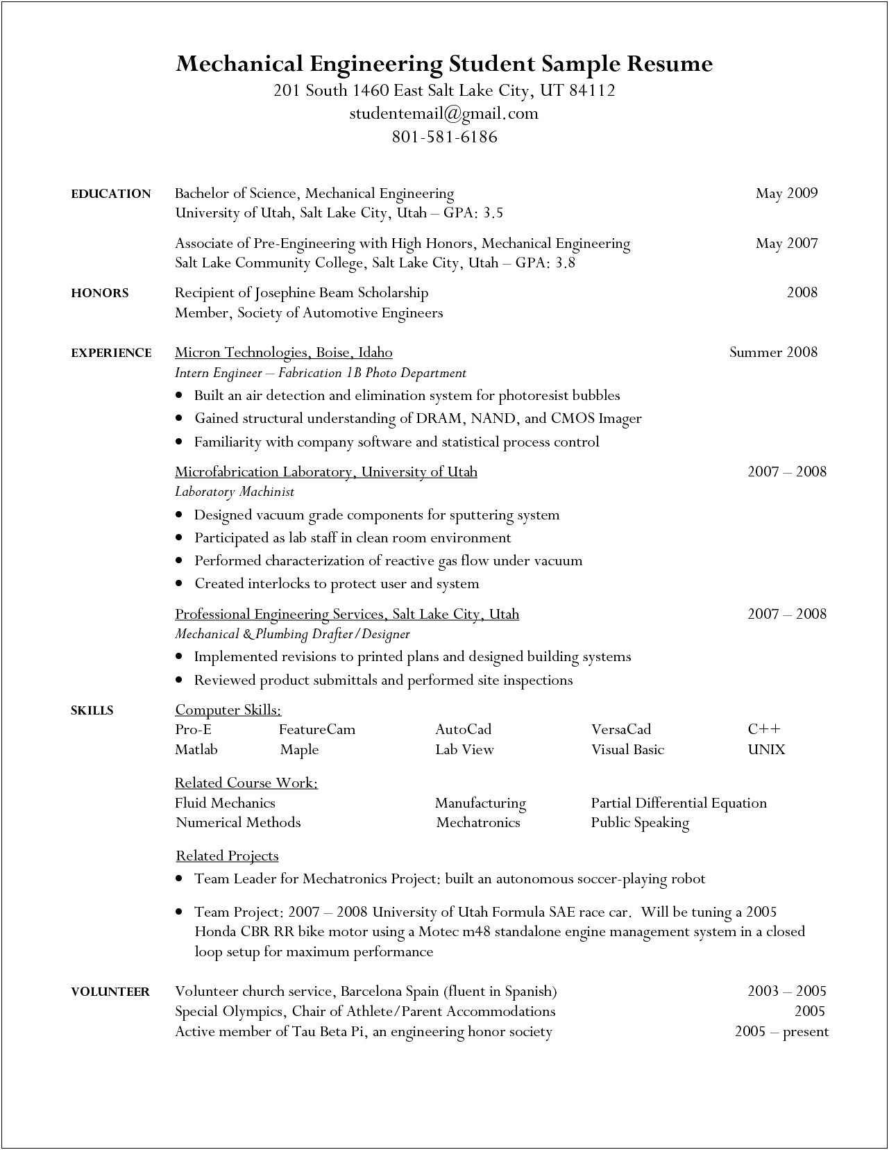 College Student Student Resume Objective Examples