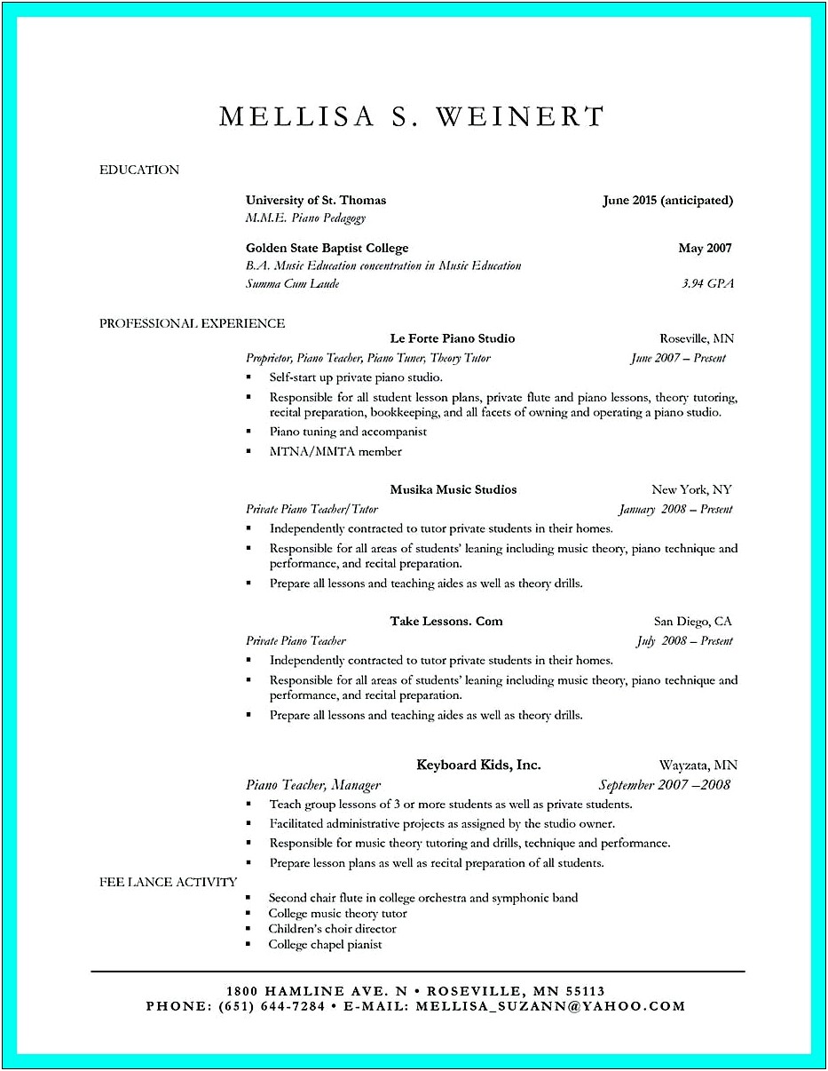 College Student With No Work Experience Resume