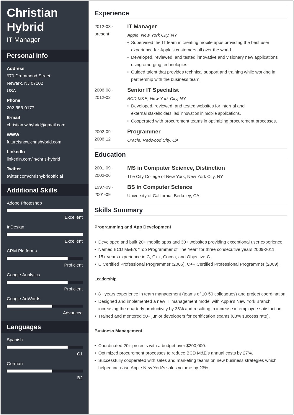 Combination Resume Sample Department Of Labor