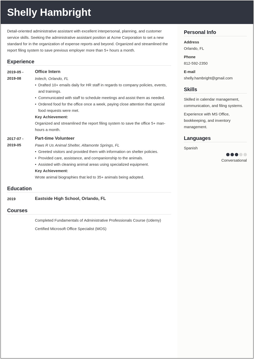 Combination Resume Sample Executive Assistant