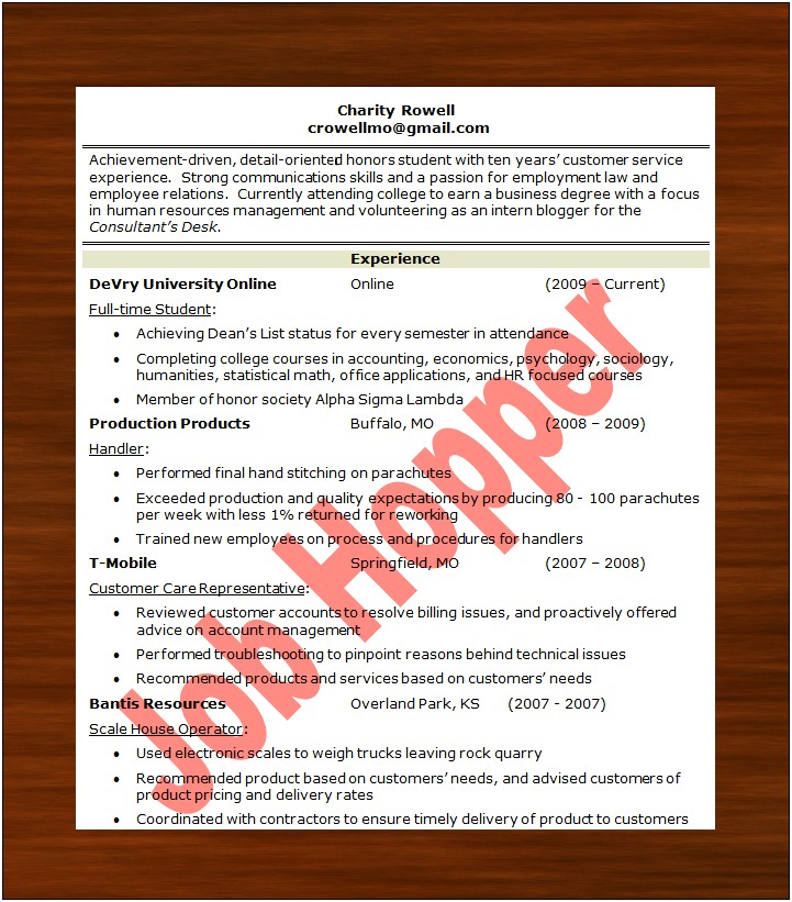 Combination Resume Samples For Job Hoppers