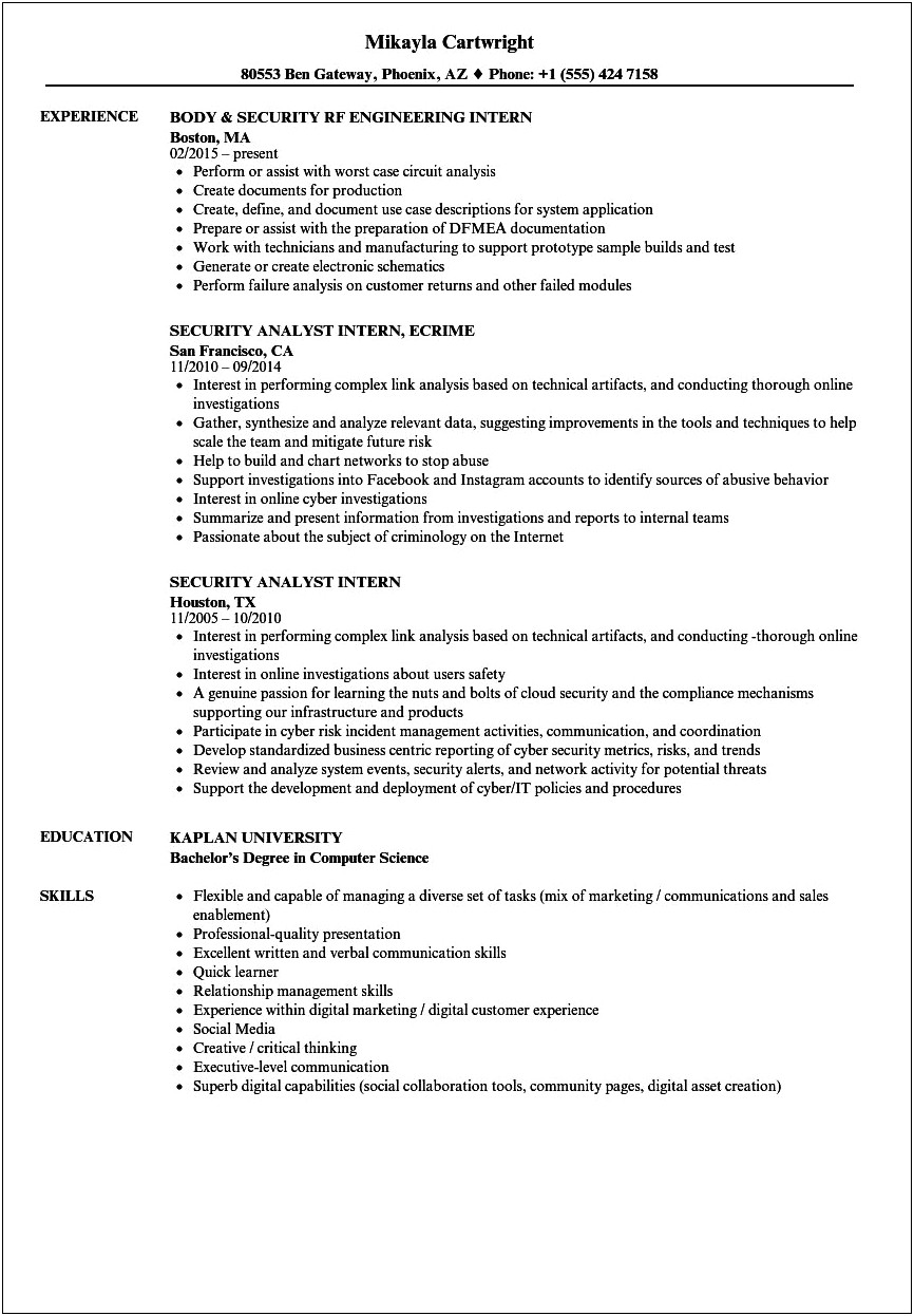Combine Internship And Work Experience On Resume