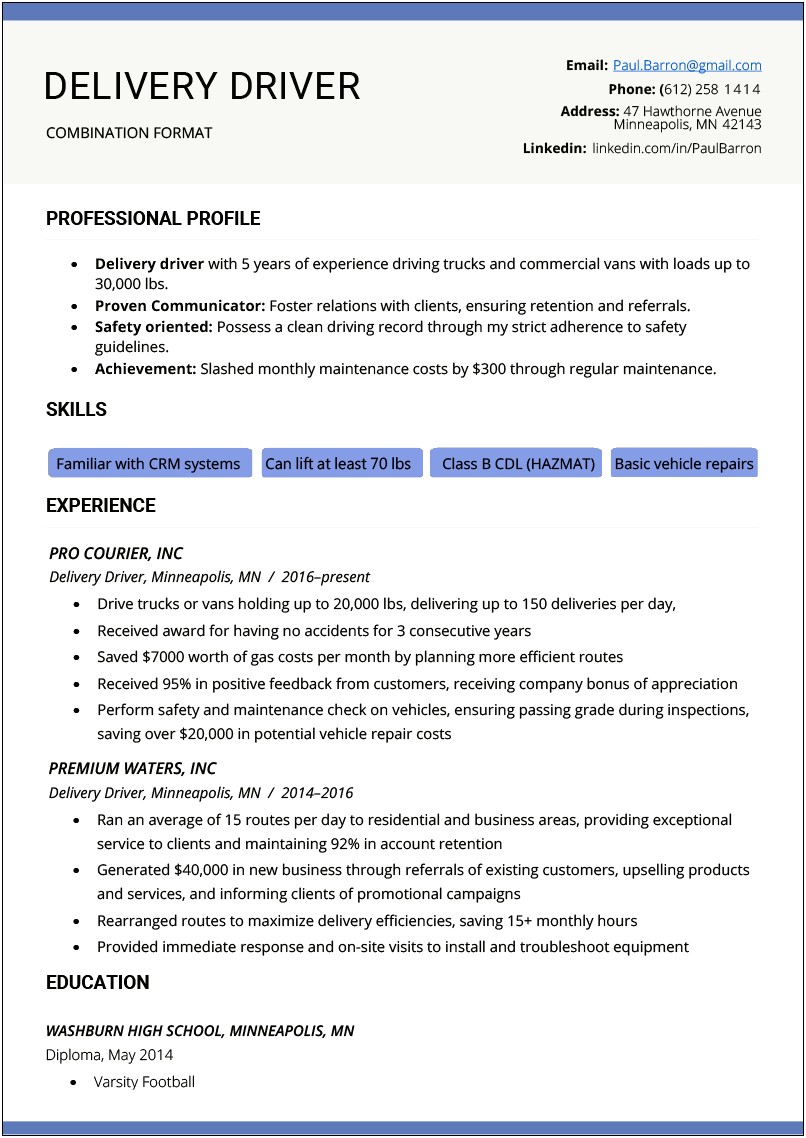 Combined Resume Format Template Free