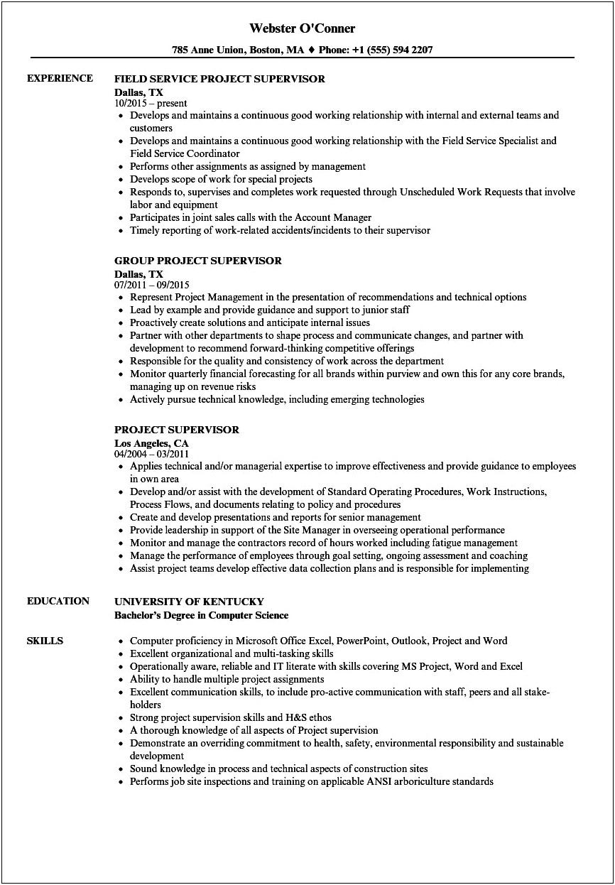 Commercial Drywall Project Manager Resume