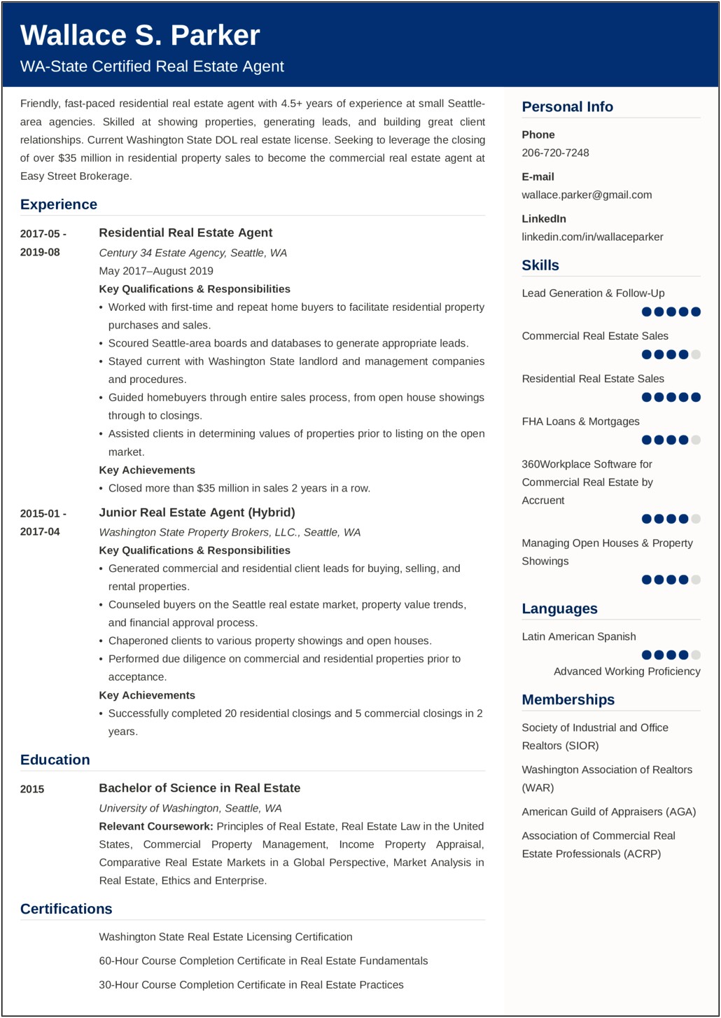 Commercial Real Estate Broker Resume Examples