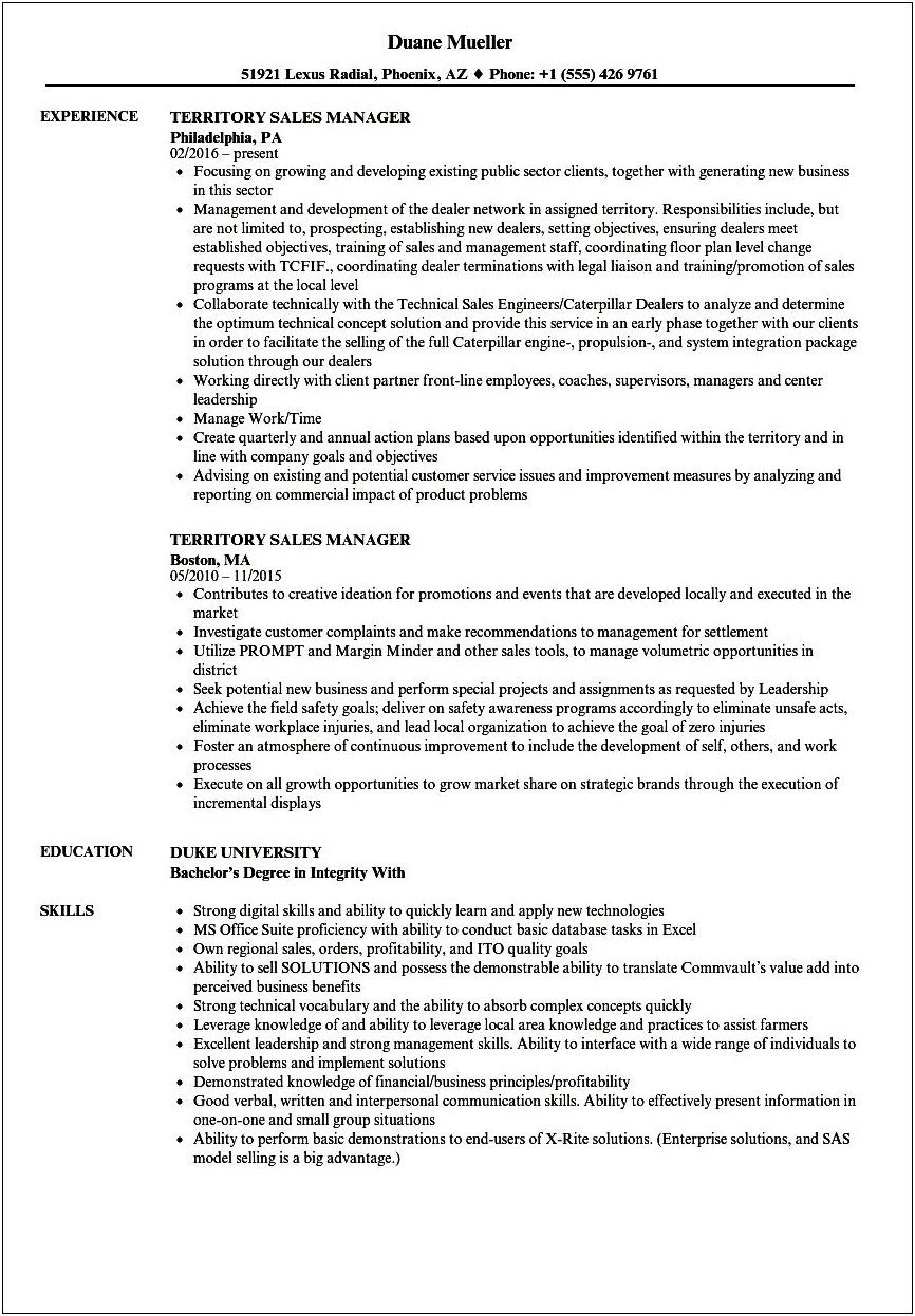 Commercial Vehicle Sales Manager Resume