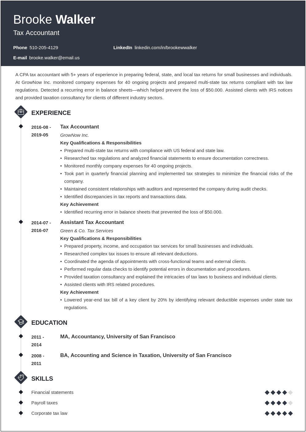 Common Examples Professional Accounting Resume