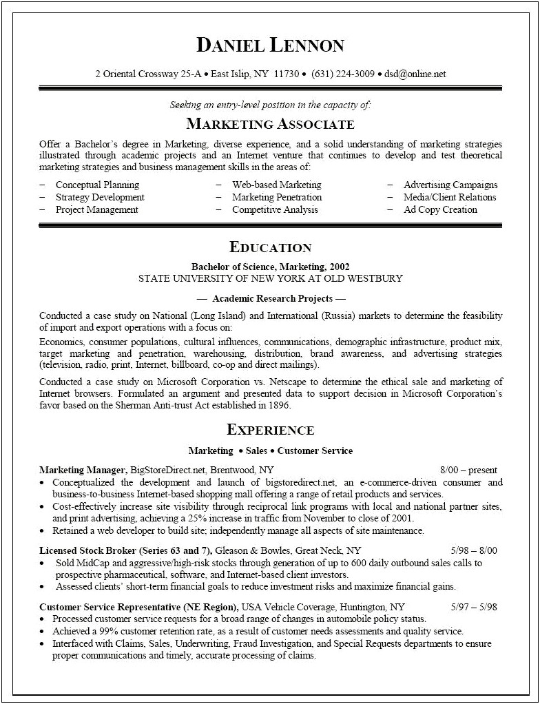 Communications Studies Major Resume Examples Entry Level