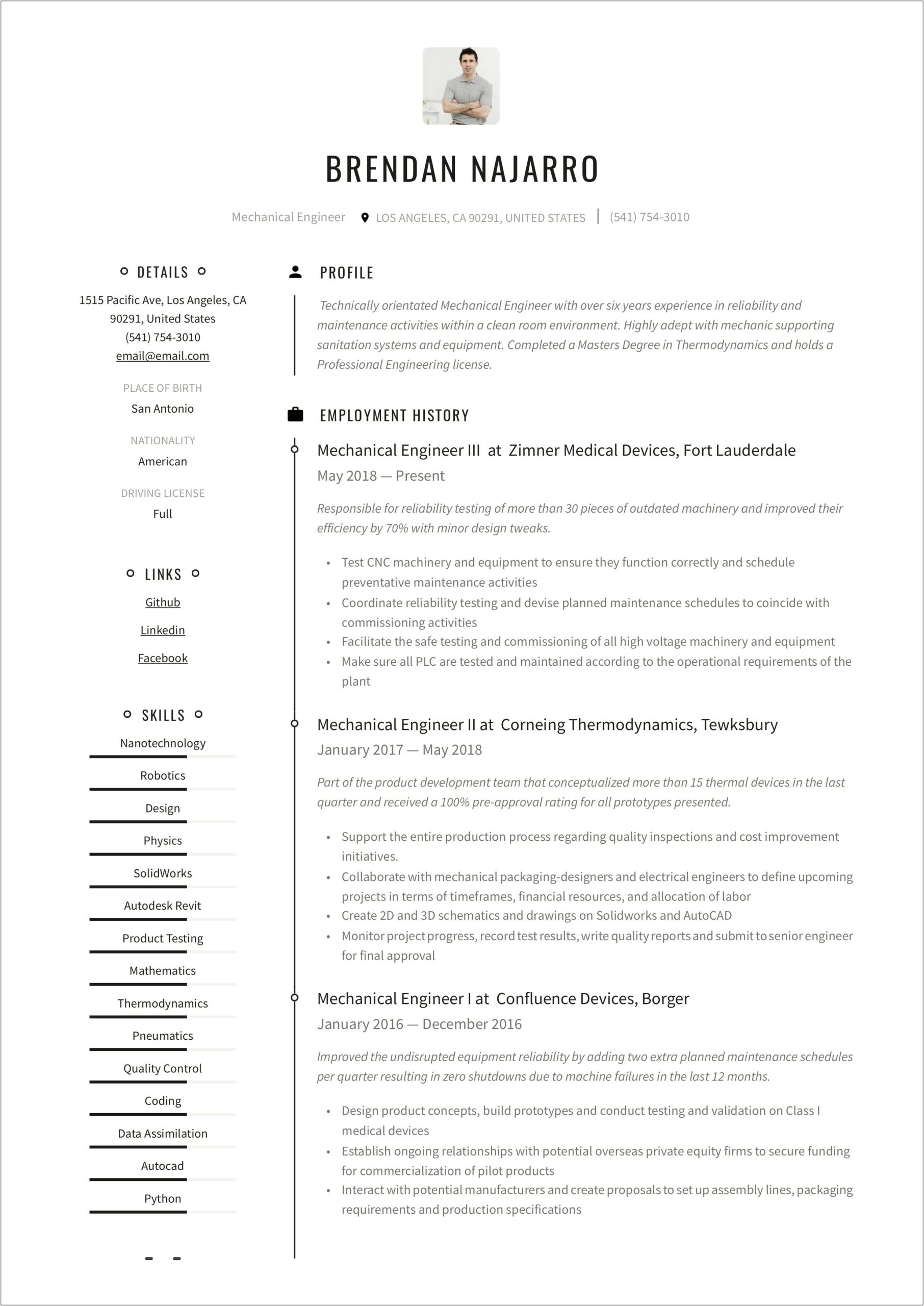 Computer Aided Mechanical Drafting Resume Examples