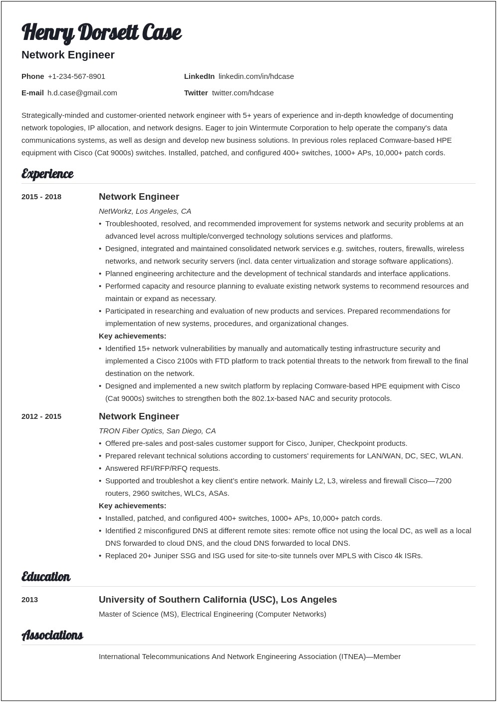 Computer Engineering And Networking Resume Samples