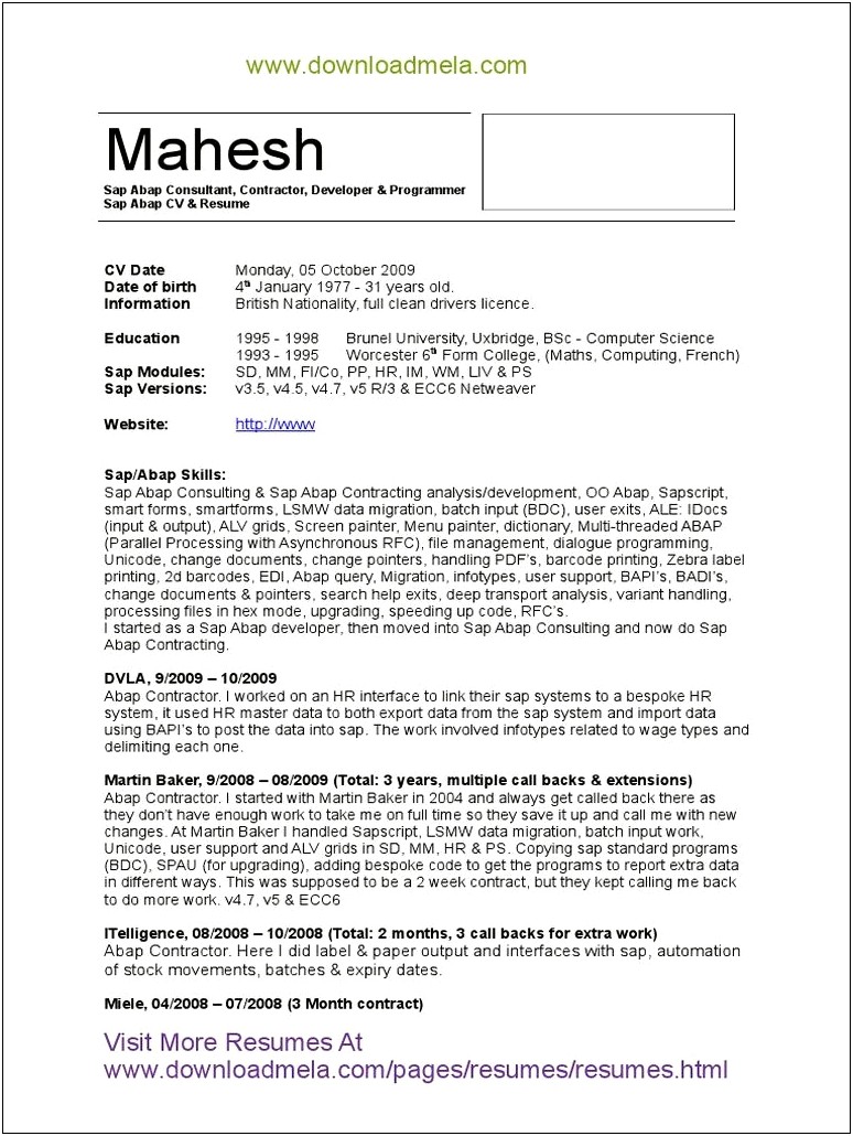 Computer Programmer Publish Resume On Job Site