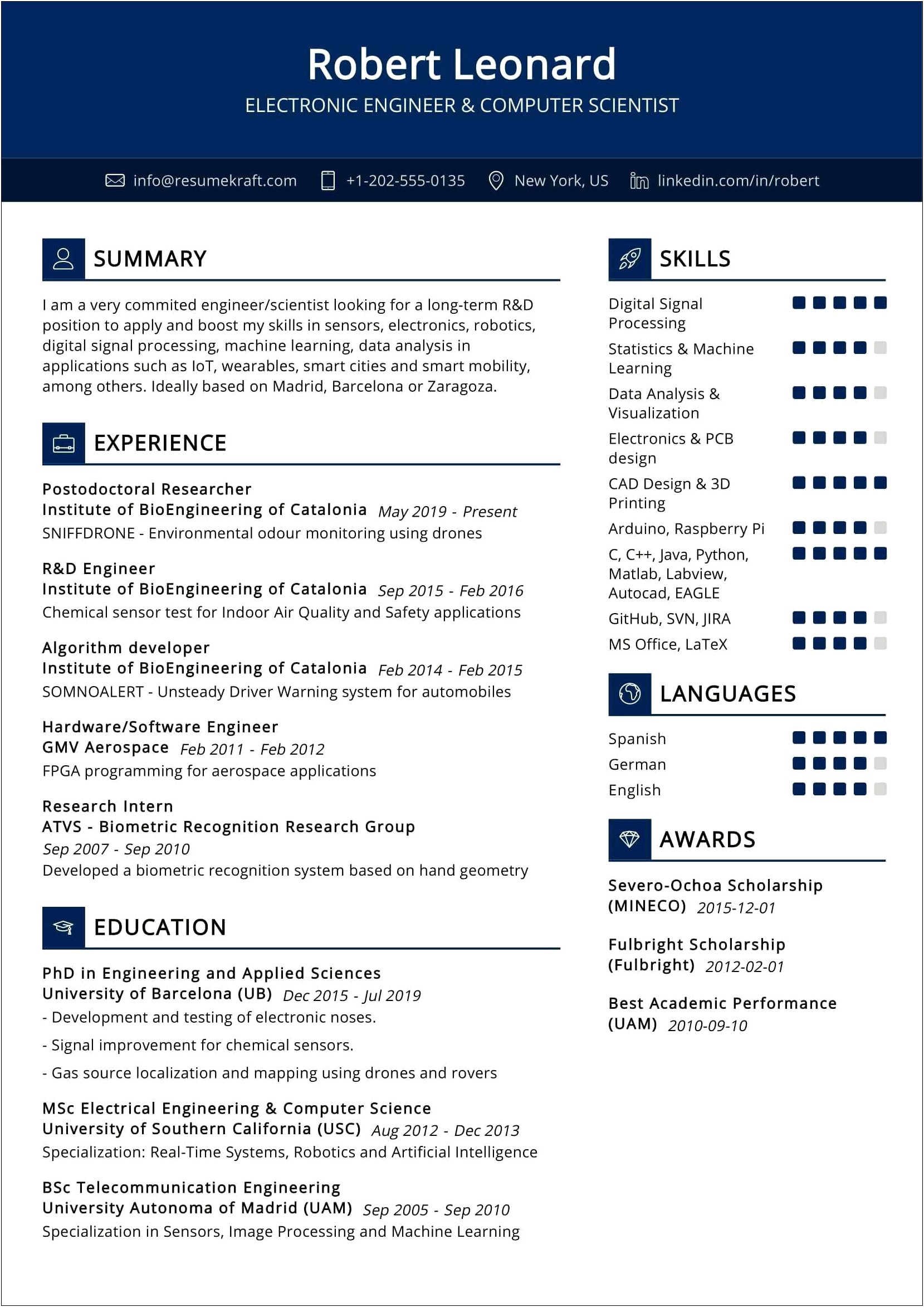 Computer Science Project Resume Sample