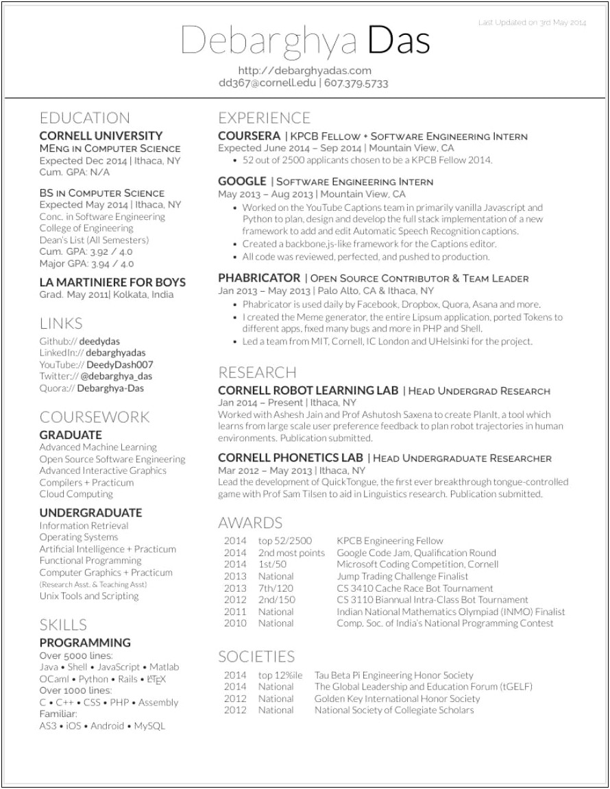 Computer Science Resume Without Cover Letter Quora