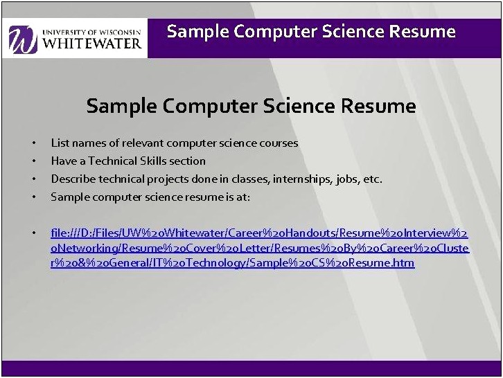 Computer Science Skill Table Technical Resume