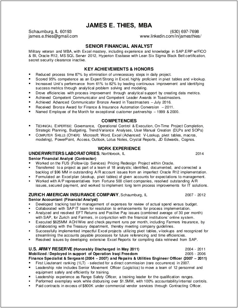 Computer Skills For Military Resume
