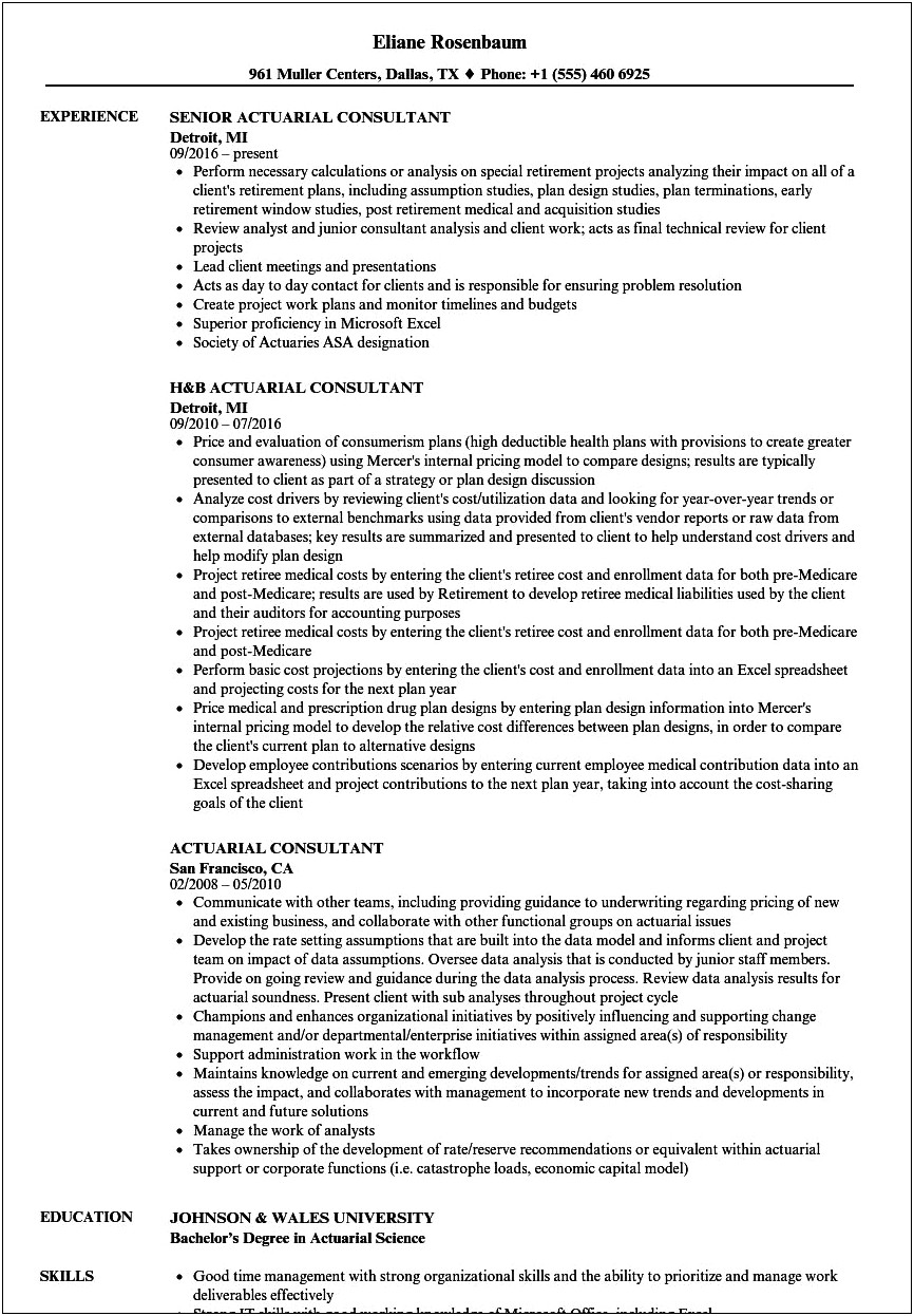 Computer Skills On Actuarial Resumes