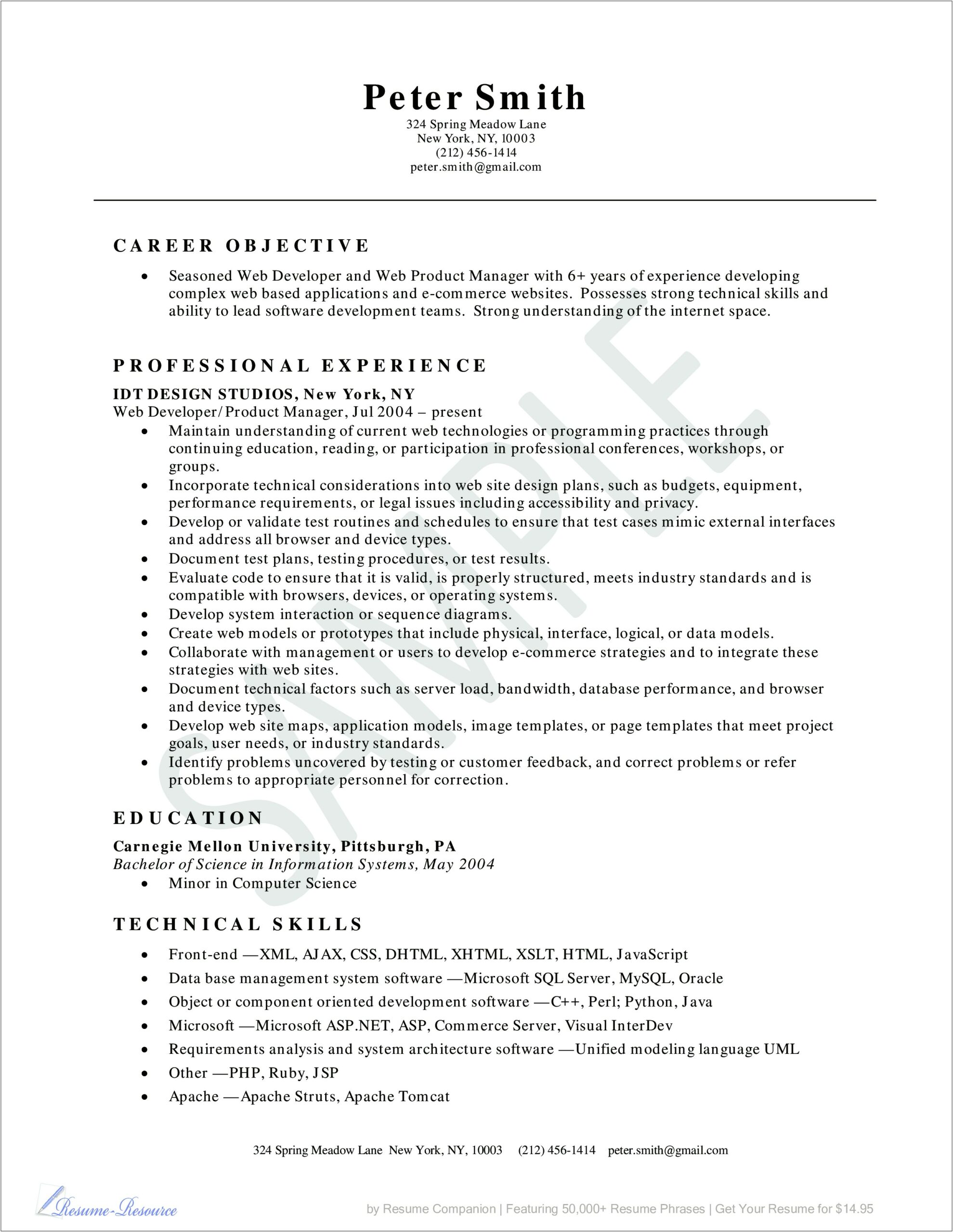 Computer Software Resume Career Objective