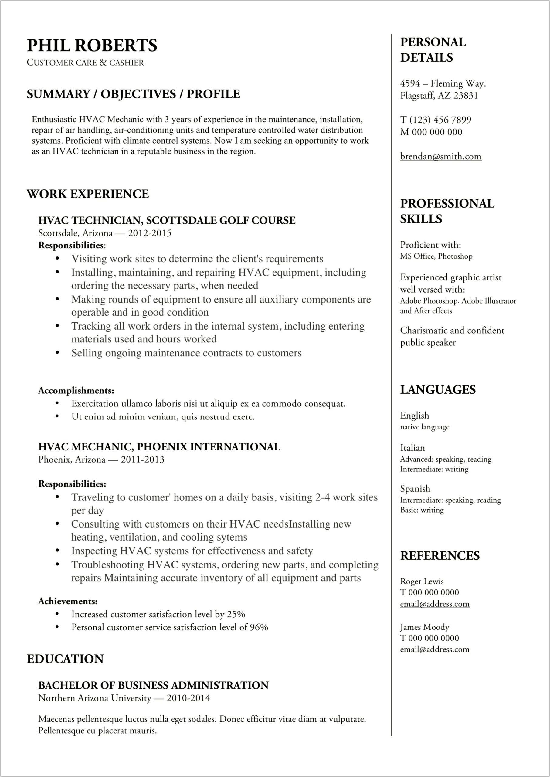 Computer Systems Technician Resume Sample