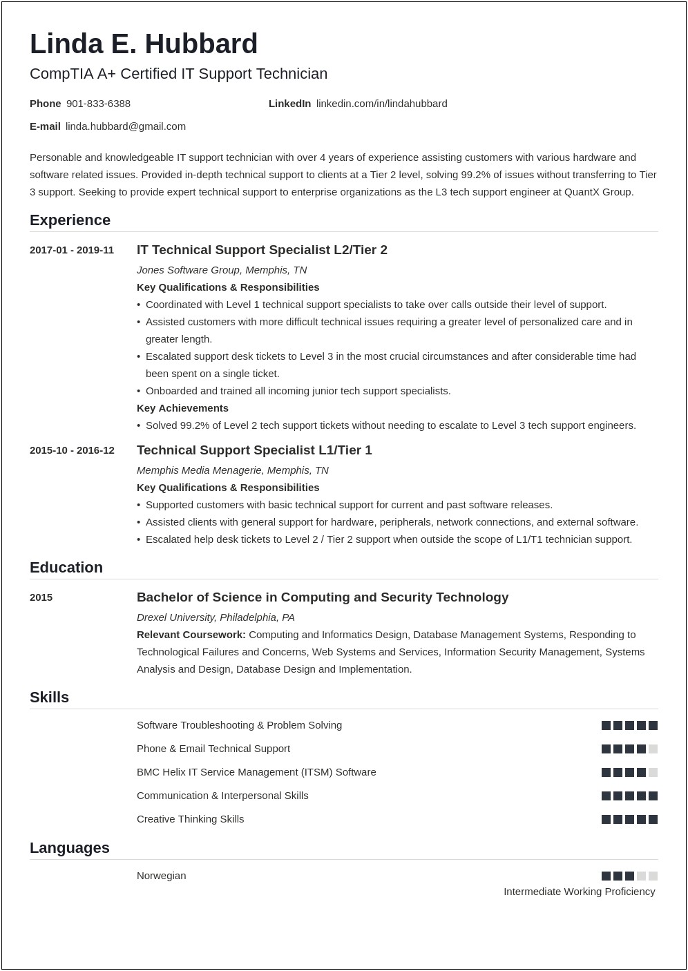 Computer Technical Support Resume Skills