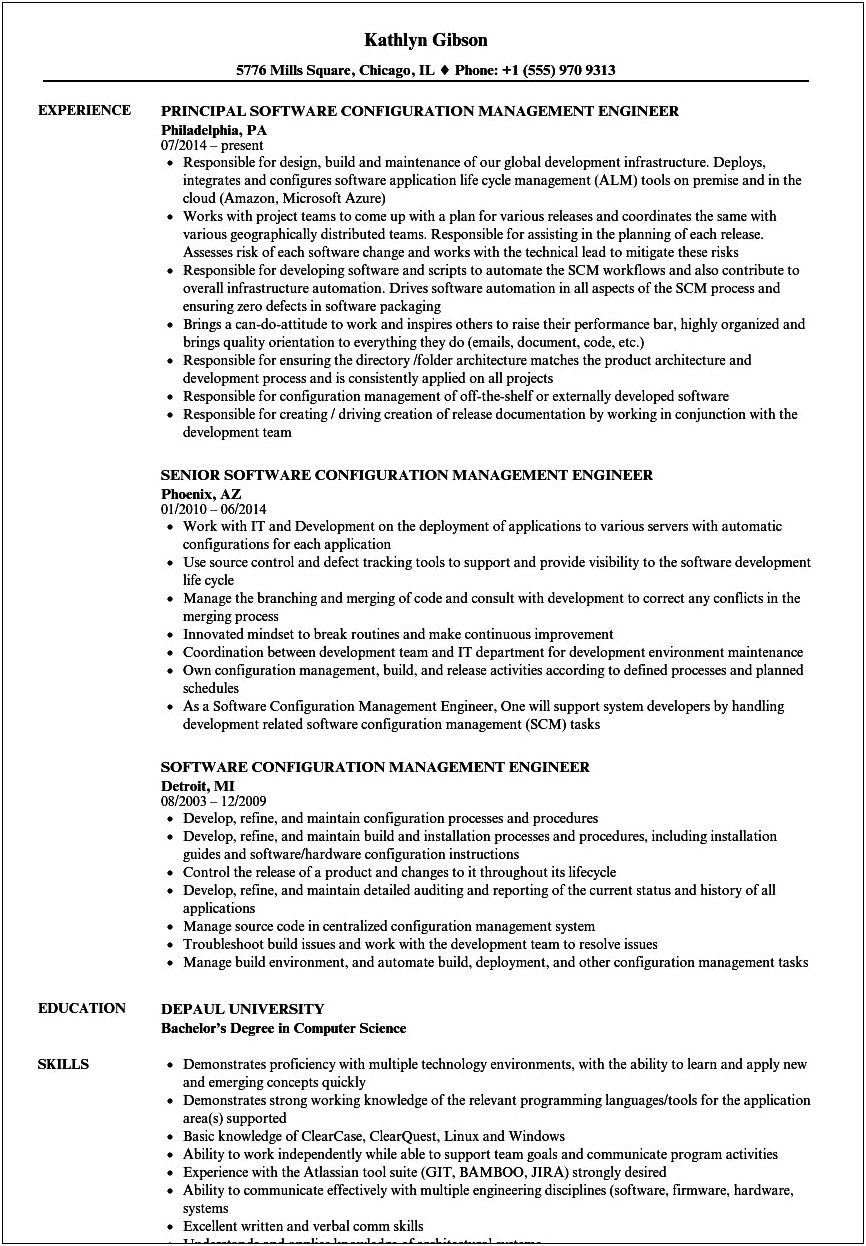 Configuration And Release Management Resume