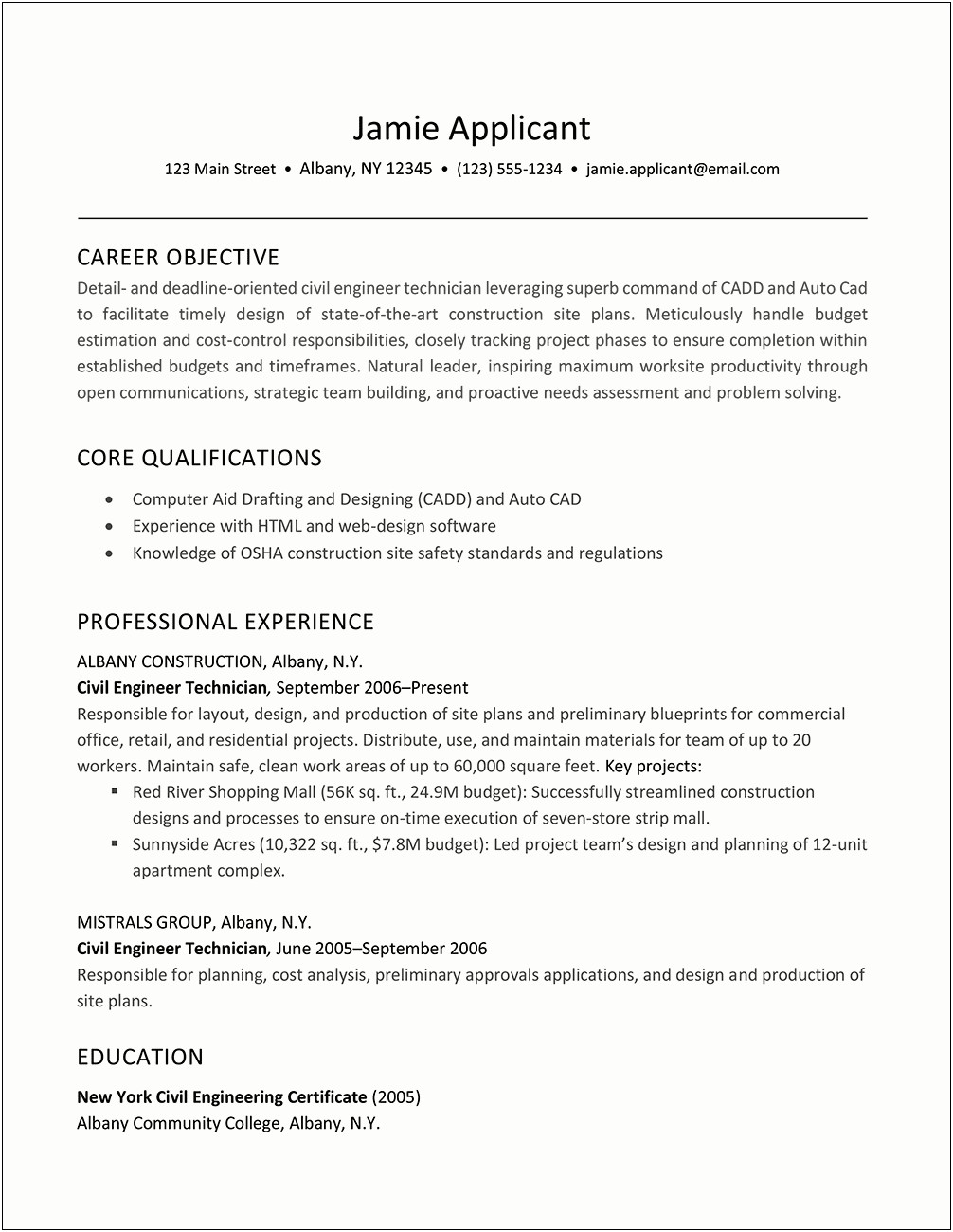 Construction General Labor Resume Examples
