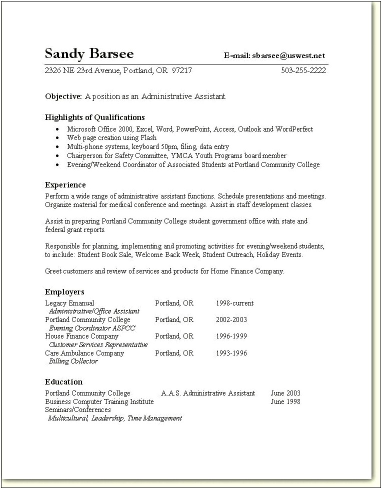 Construction Office Administrator Job Description Resume