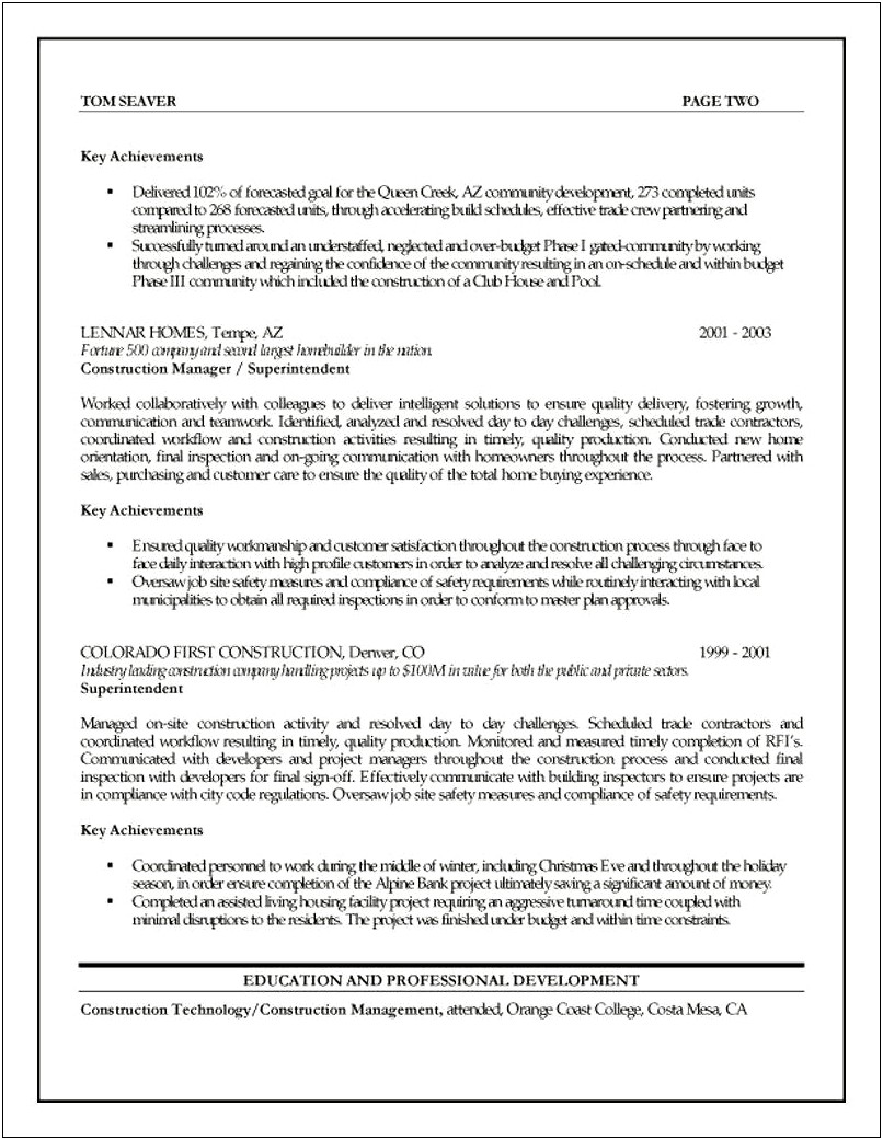 Construction Project Coordinator Resume Examples