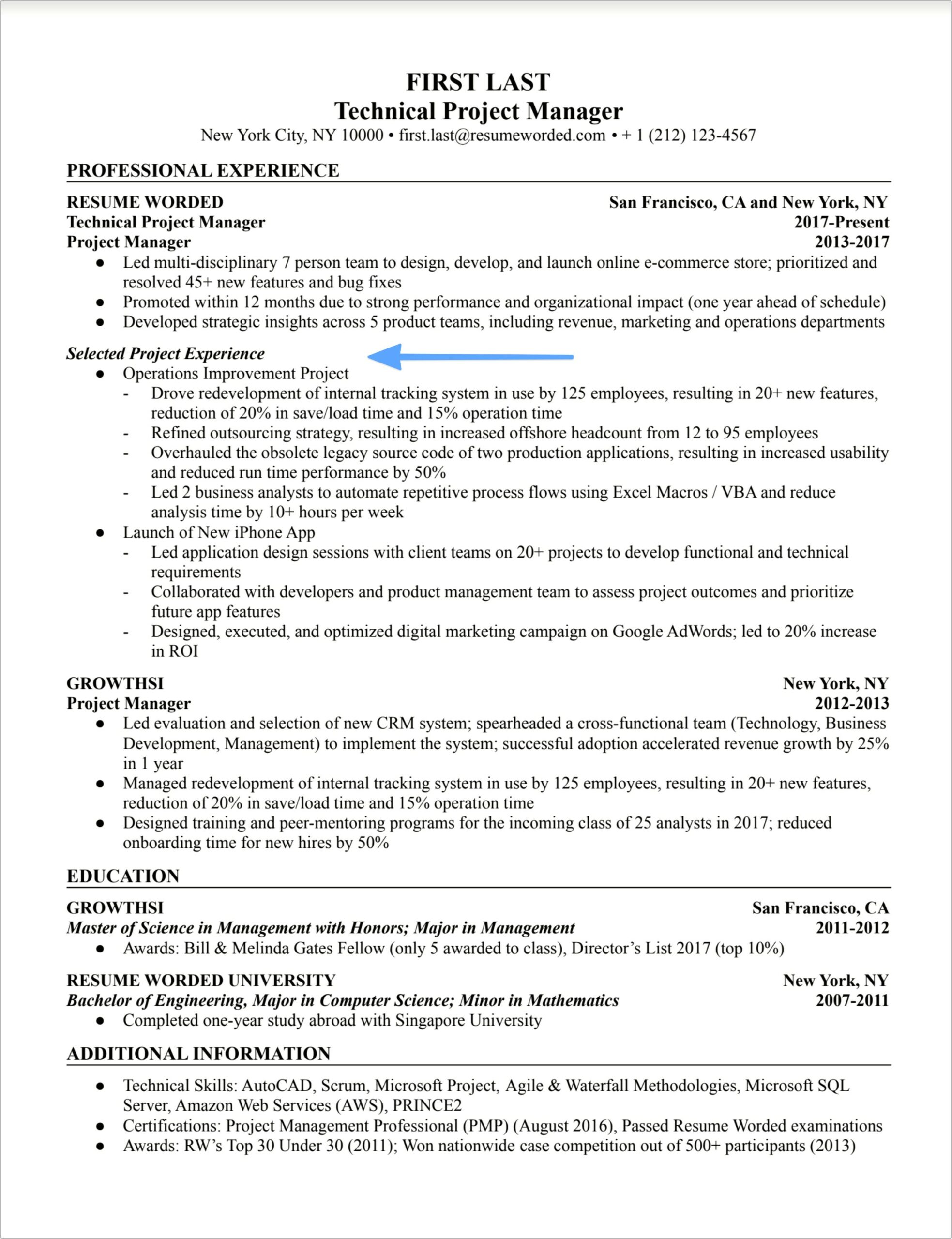 Construction Project Manager Resume Template Free