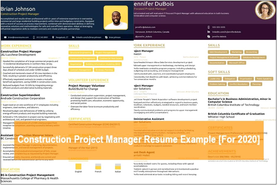 Construction Project Planner Resume Sample