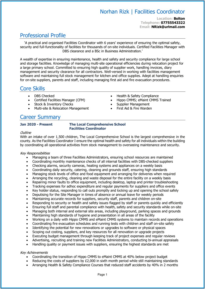 Construction Safety Coordinator Resume Examples