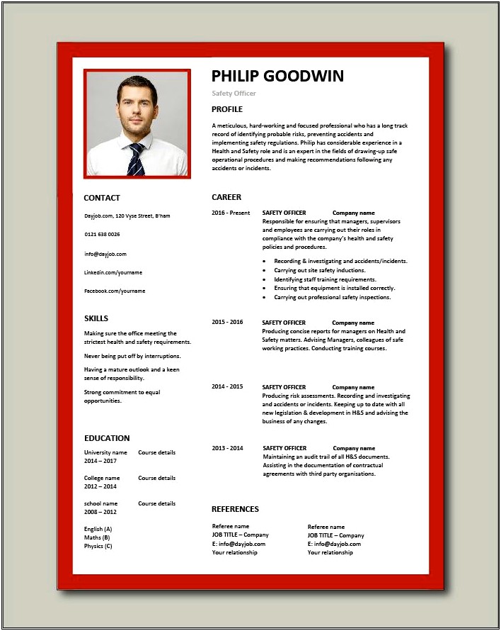 Construction Site Safety Officer Resume Sample