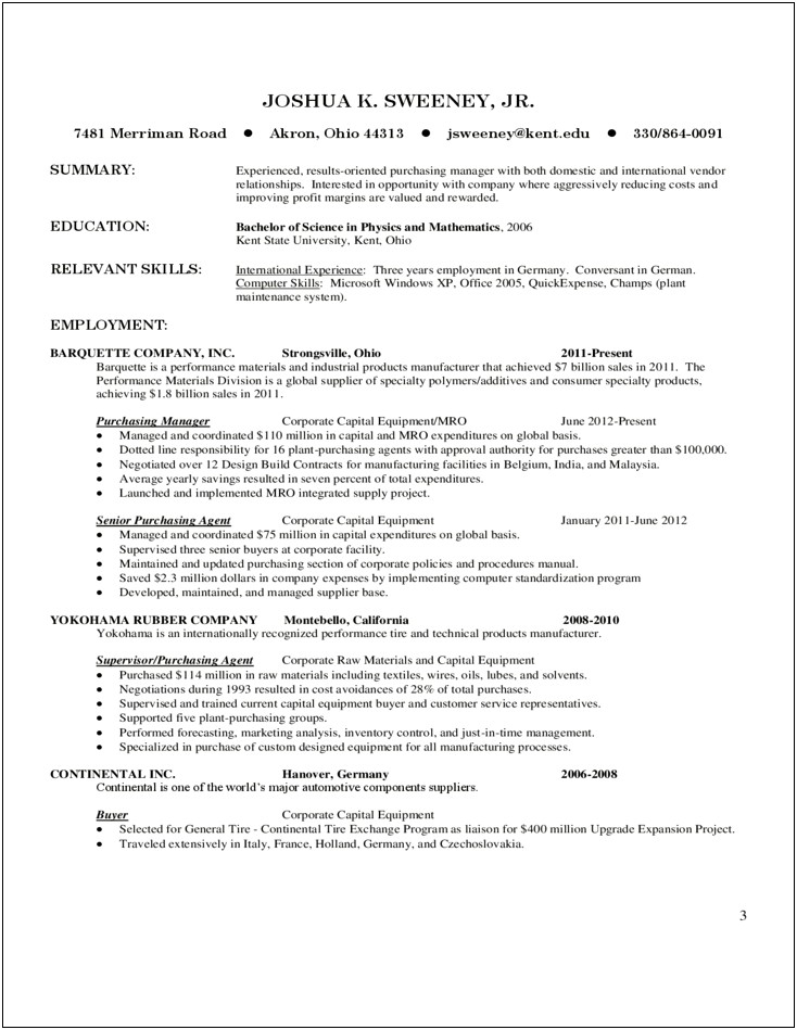 Consumer Goods Supplier Resume Examples