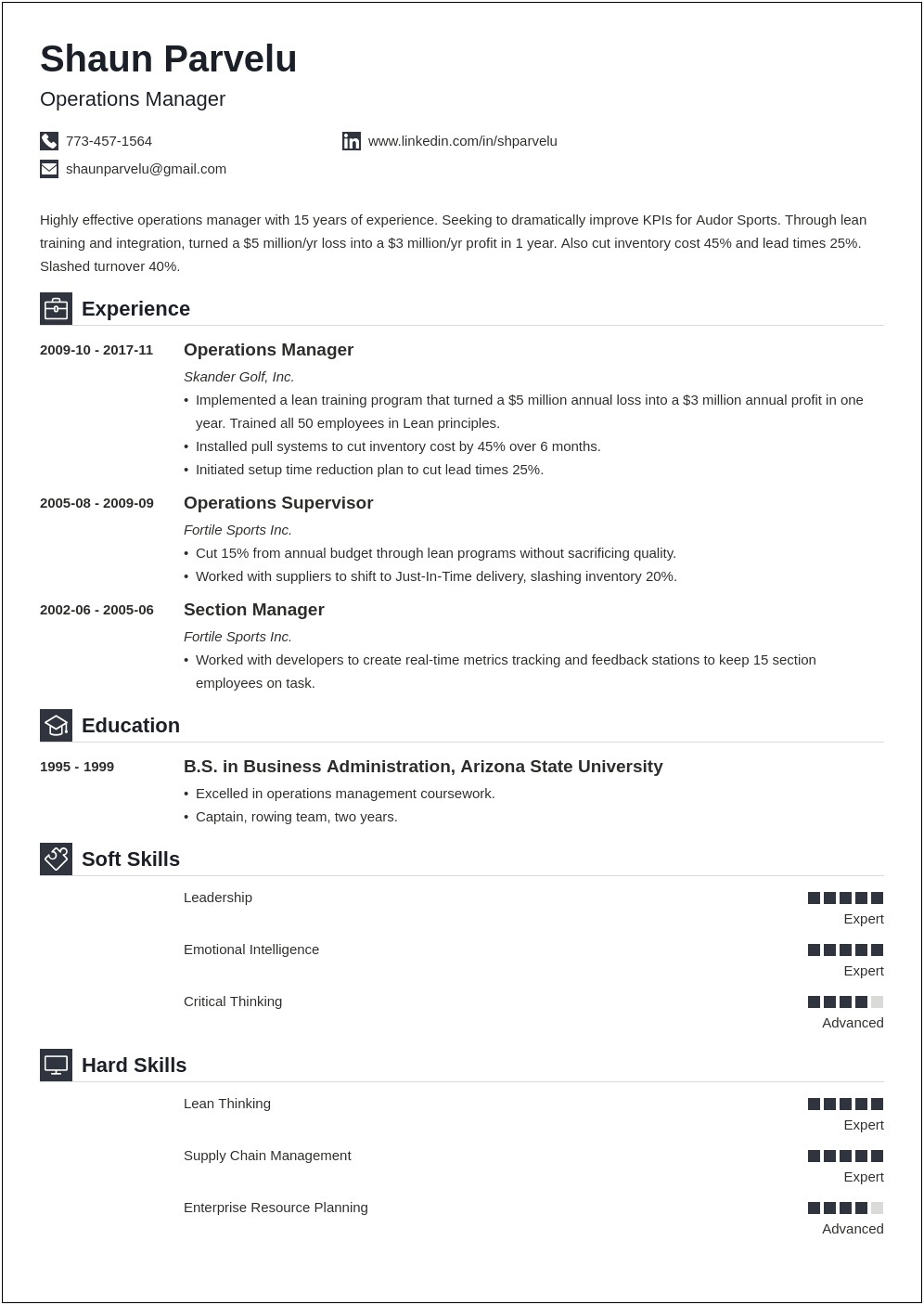 Contact Center Operations Manager Resume