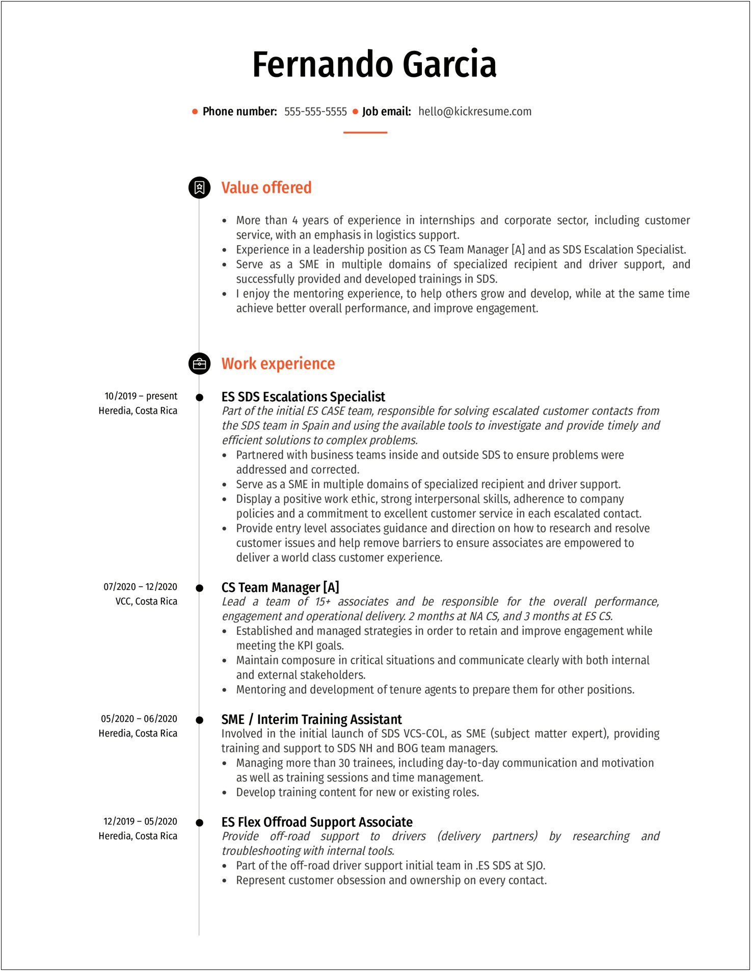 Contact Part Of A Resume Example