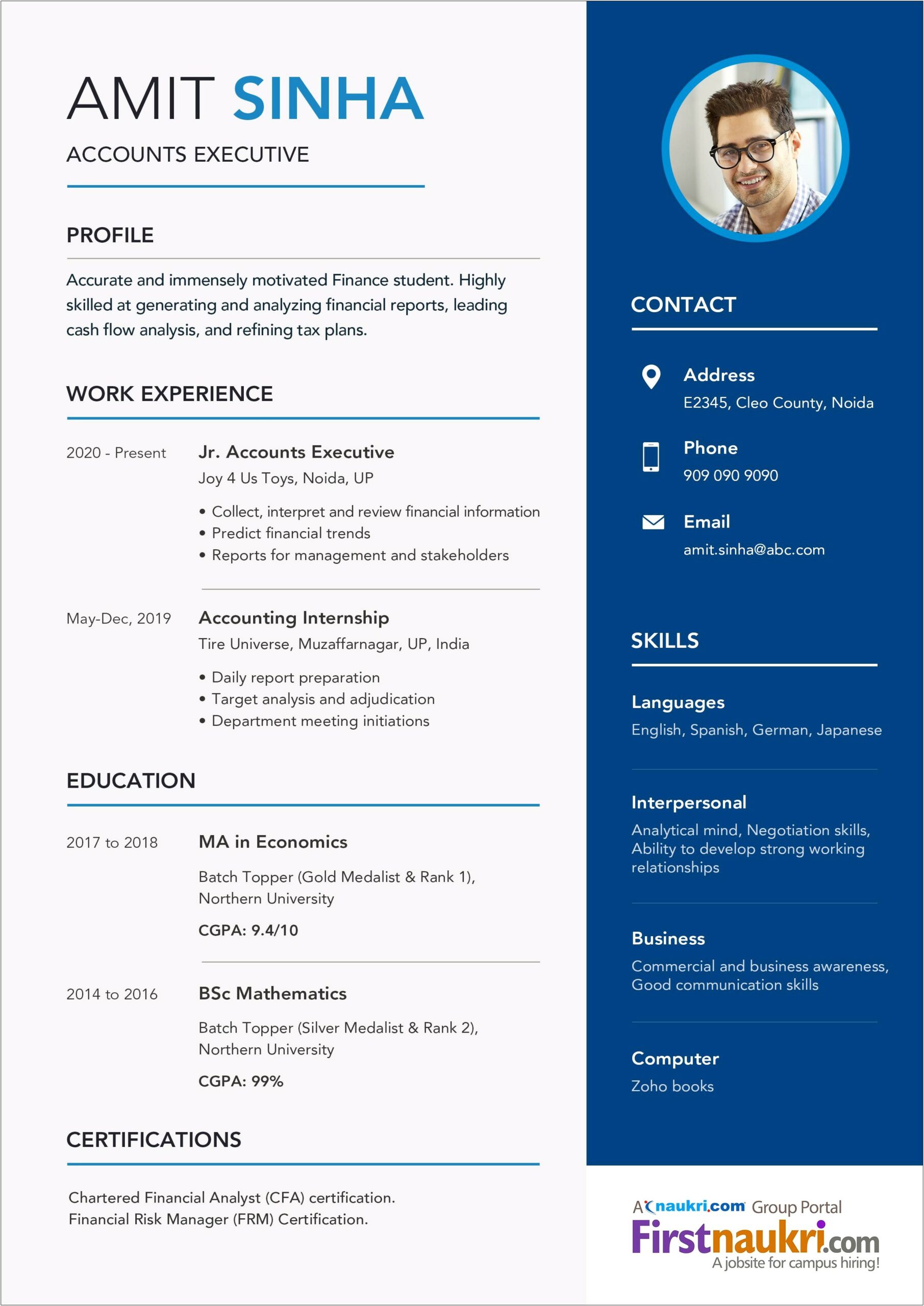 Content Writing Resume Samples For Freshers