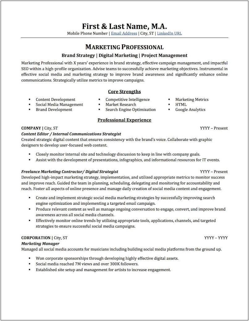Continue Topic On Next Page Resume Sample