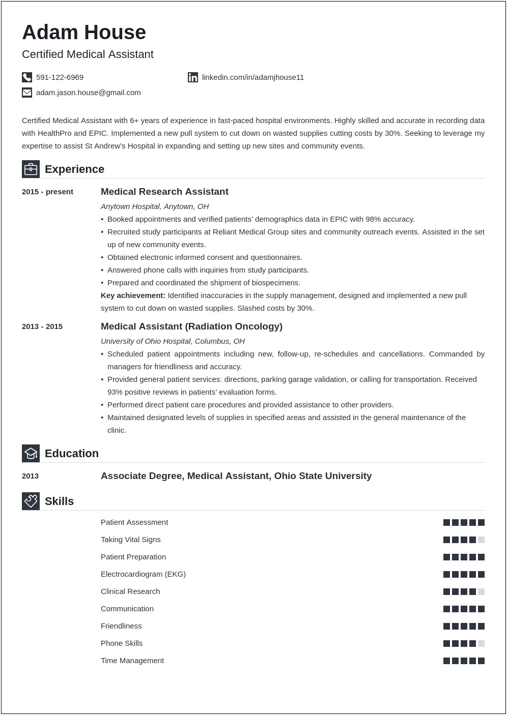 Continuing Care Assistant Resume Example