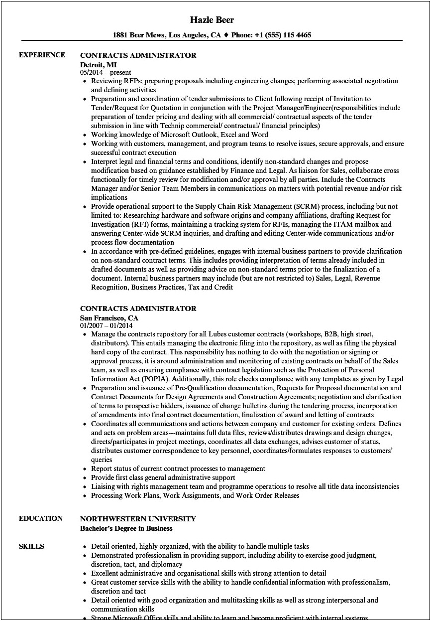 Contract Jobs On Resume Contracted With