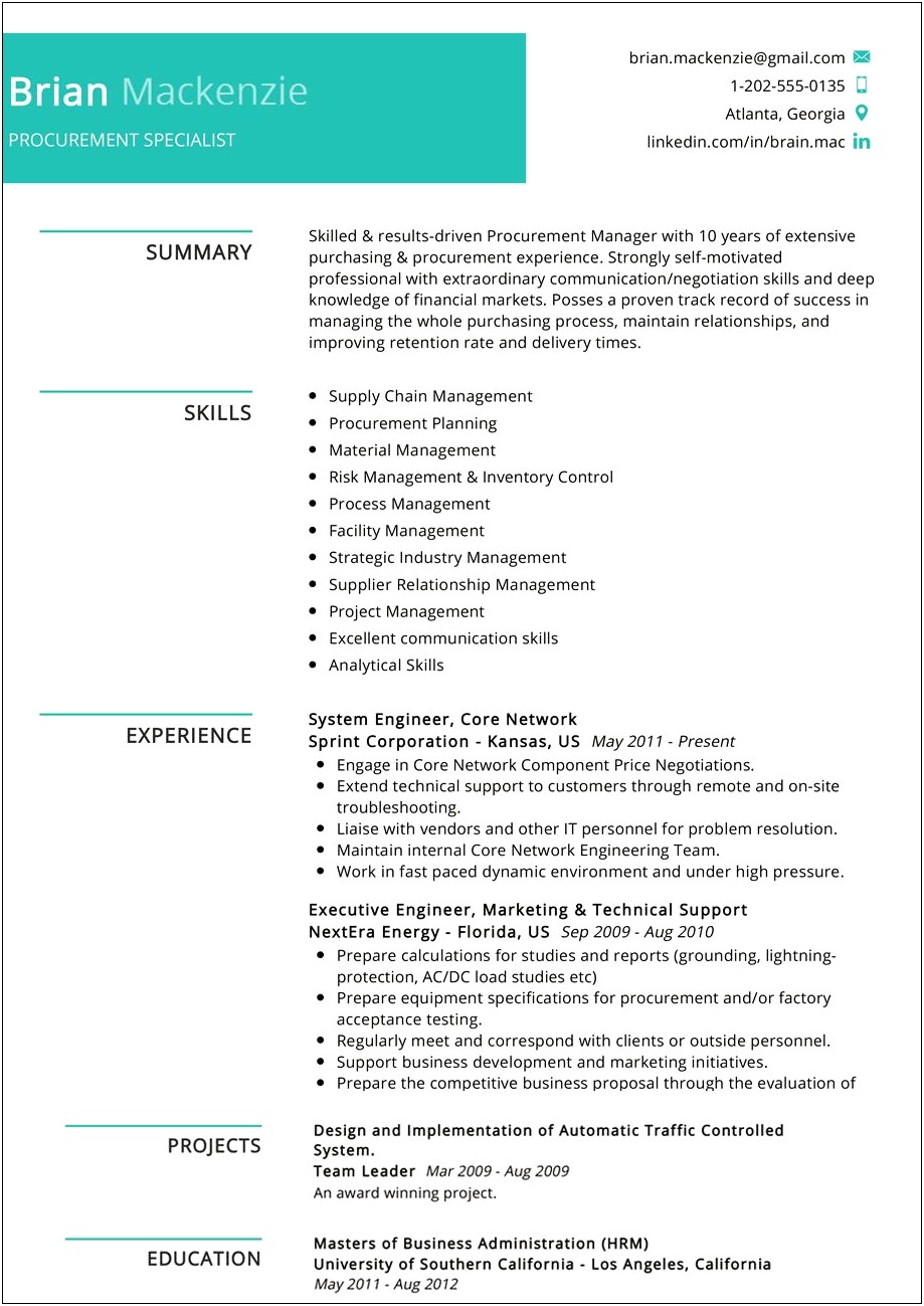Contract Specialist Resume Sample Government