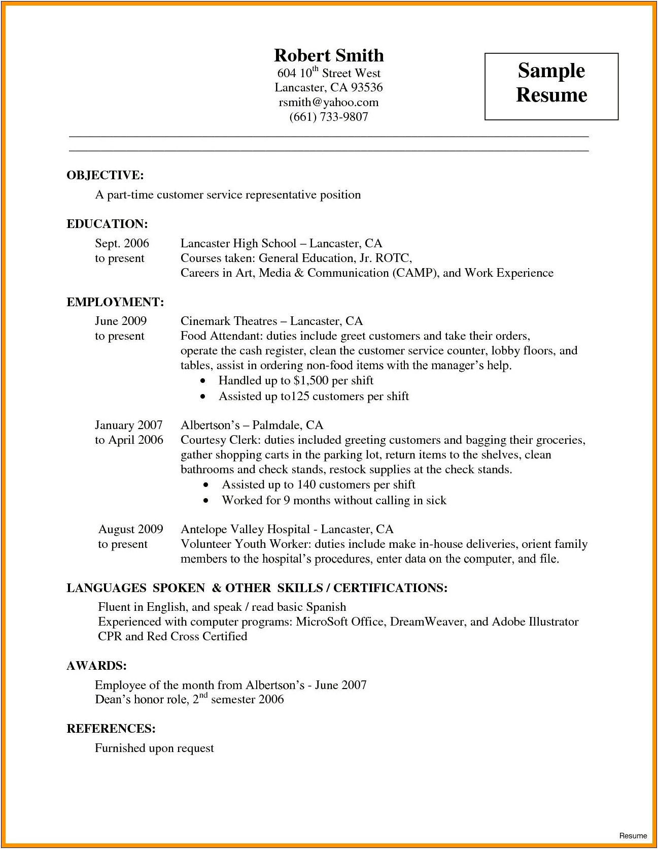 Convenience Store Shift Manager Resume