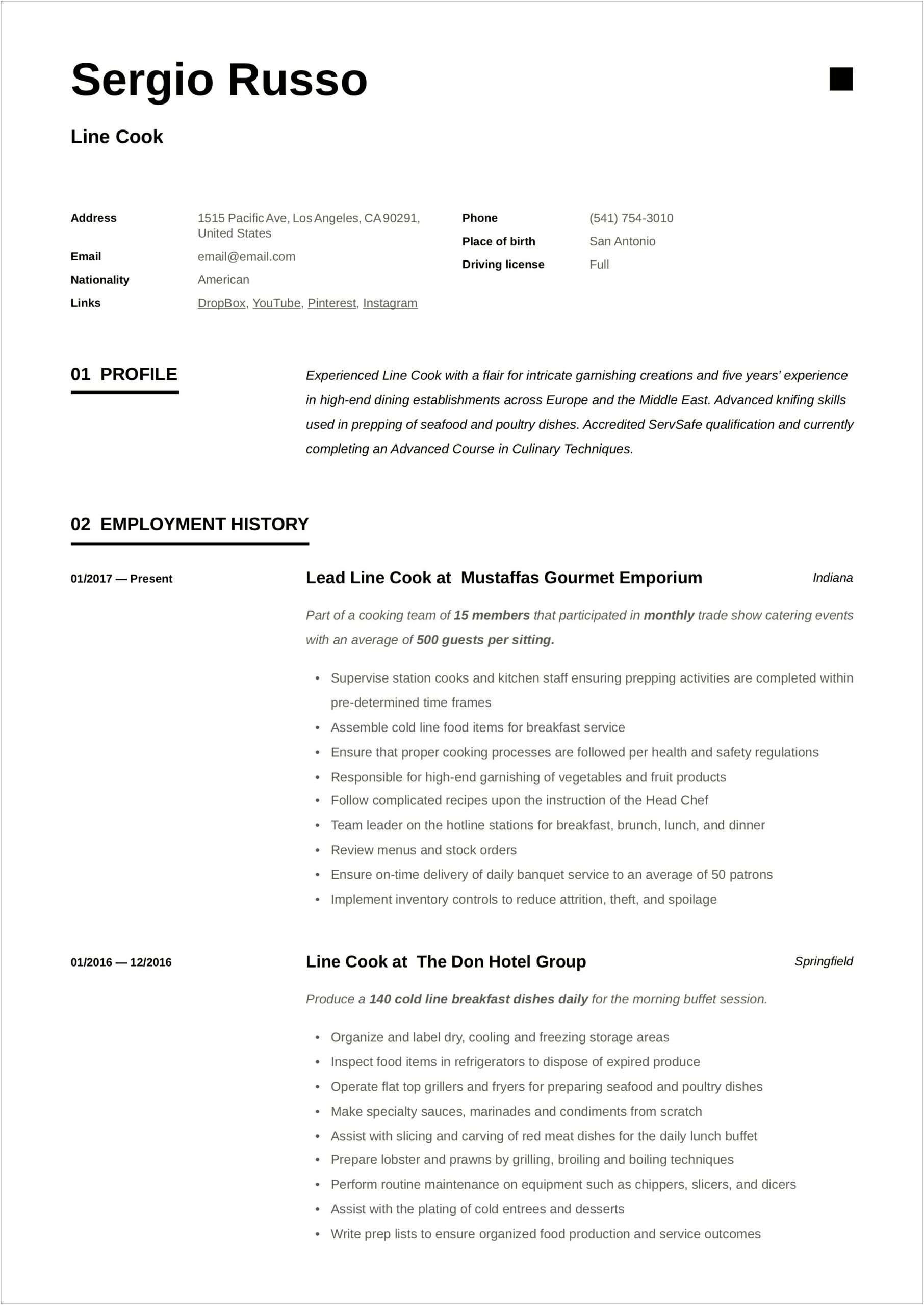 Cook Resume Examples Apple Bees