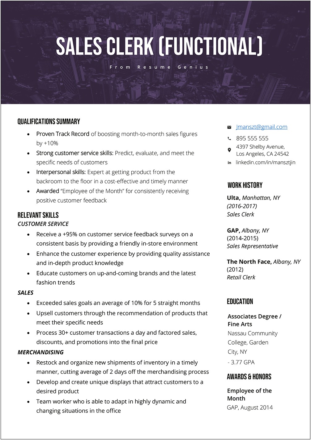 Core Functional Resume Template Fre