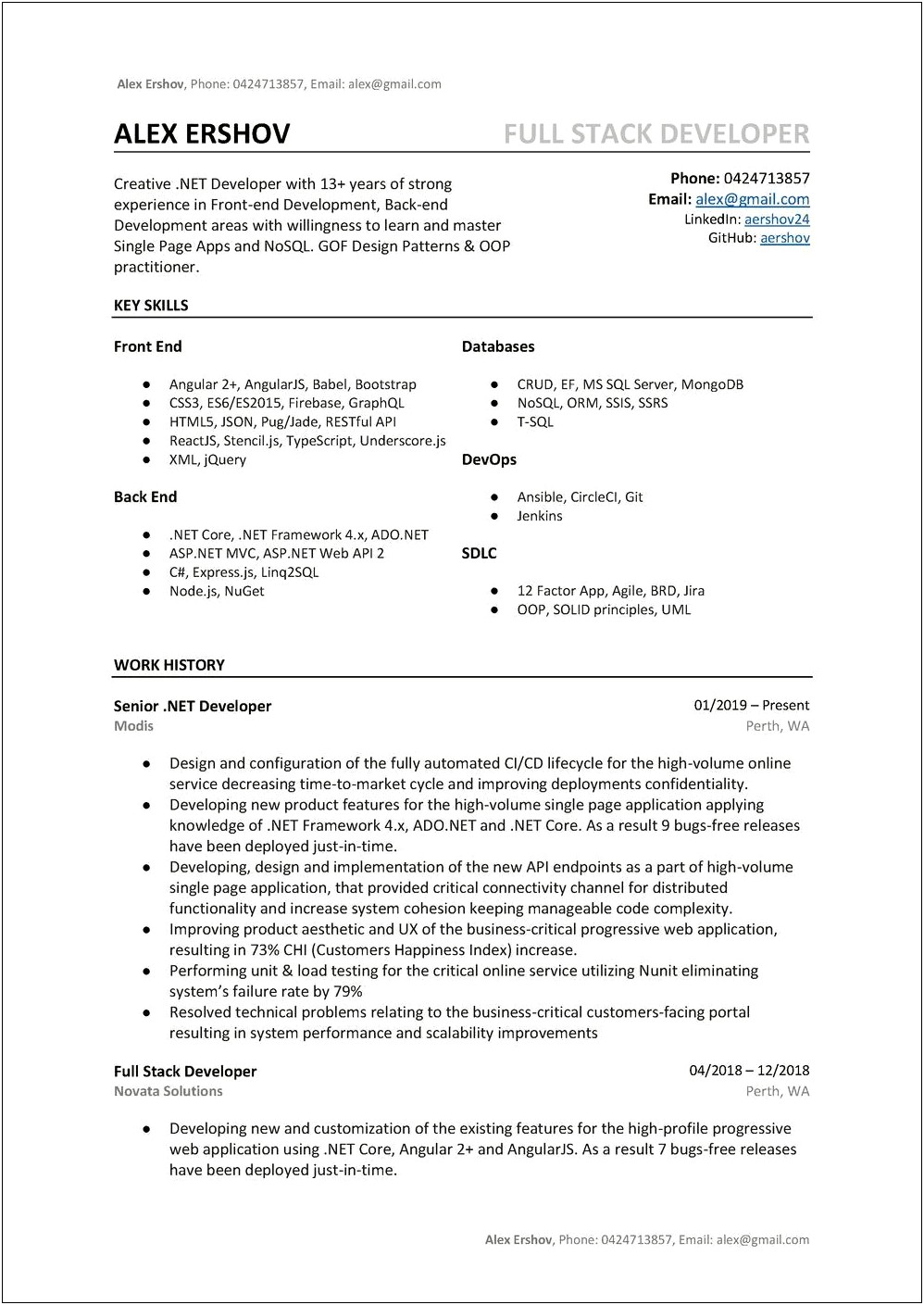 Core Java Resume For 1 Year Experience