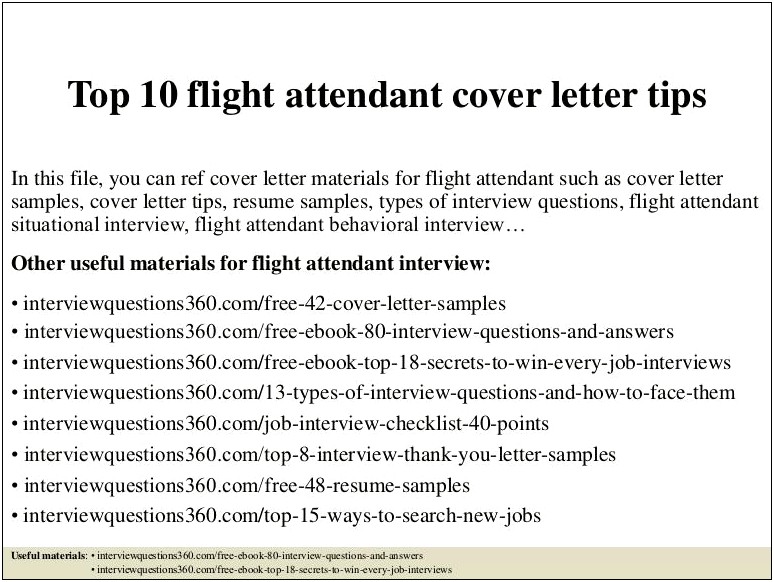 Corporate Flight Attendant Resume Samples