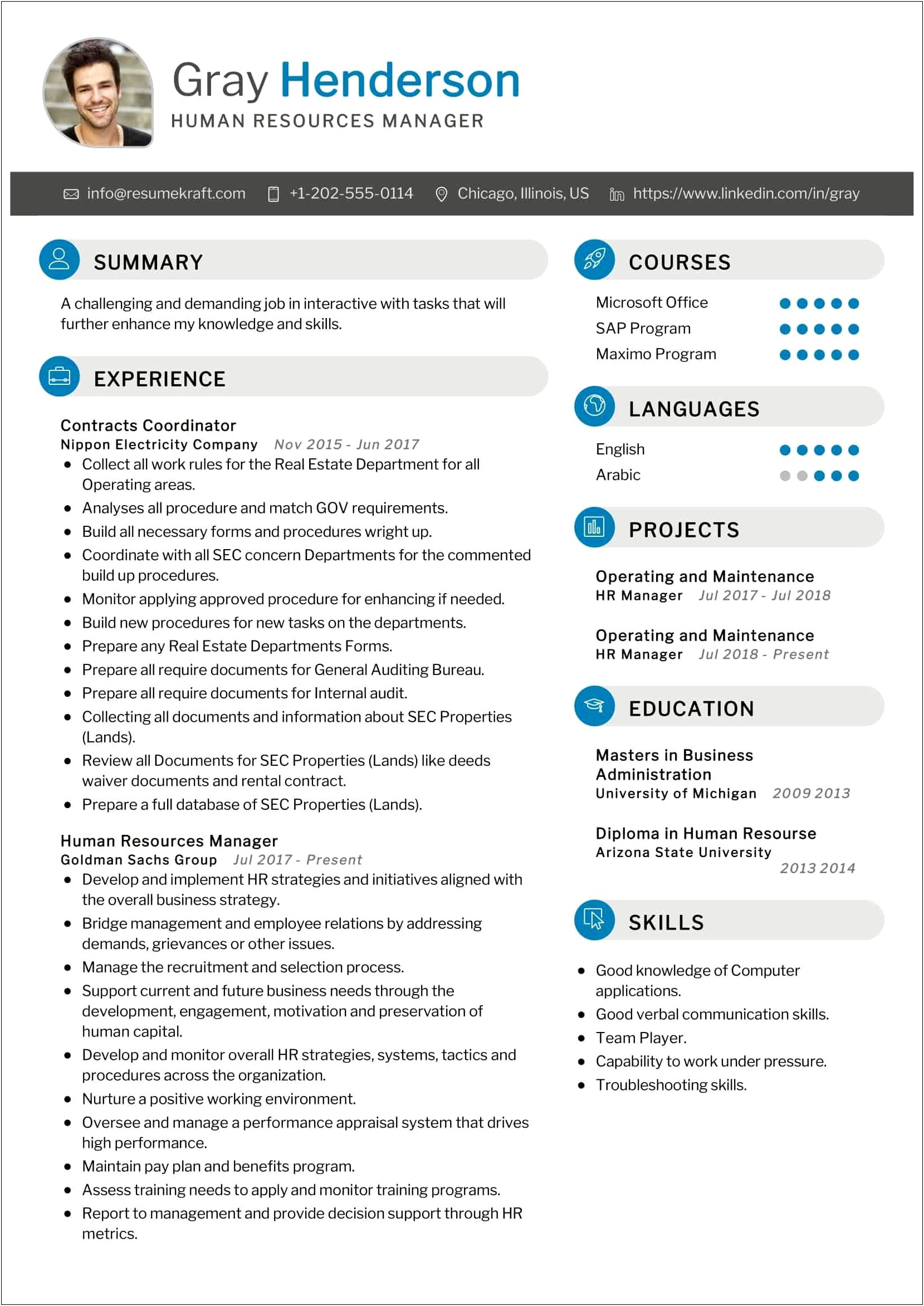 Corporate Hr Manager Resume Sample