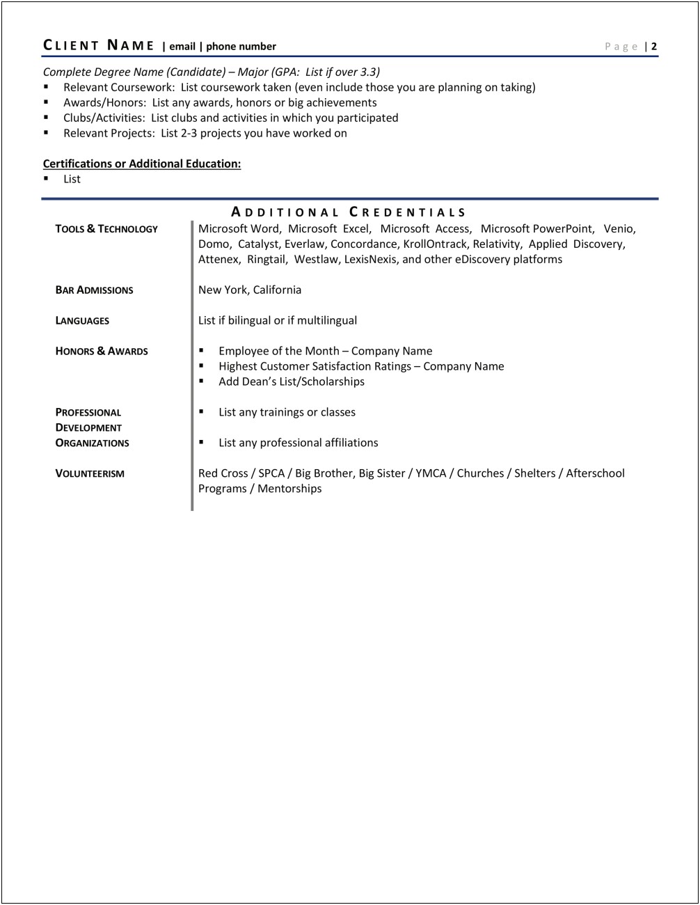 Corporate Legal Assistant Resume Sample