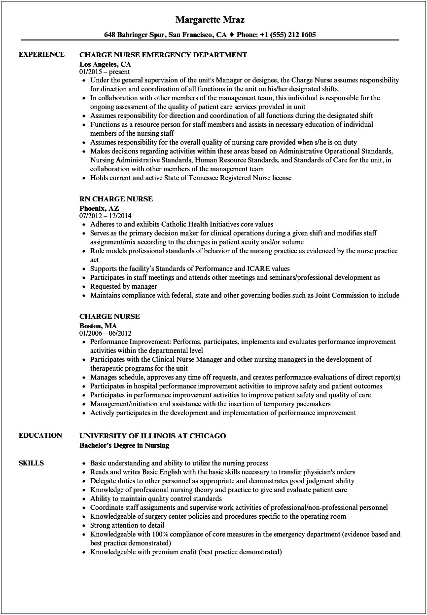 Correctional Nursing Job Description Resume